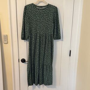 Zara Dark Green Floral Long Sleeve Dress